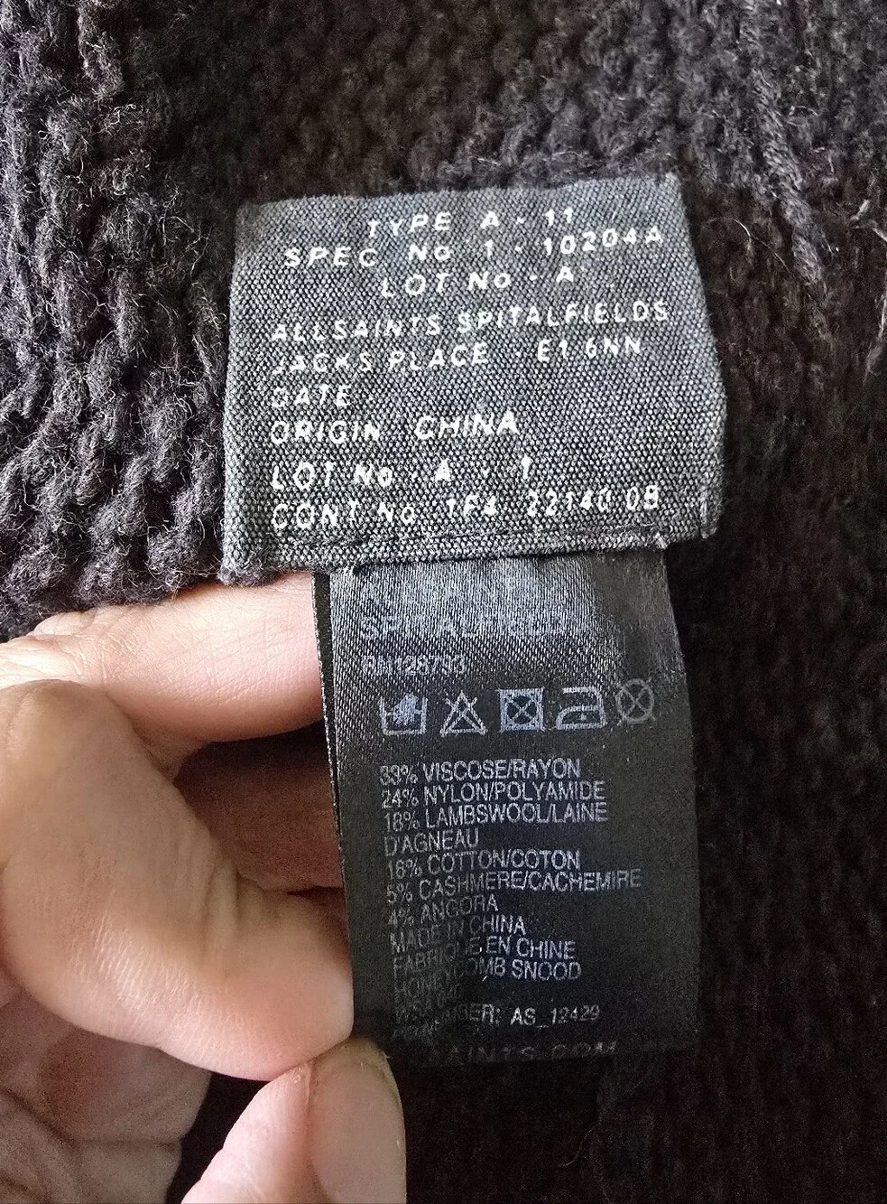 Allsaints Spitalfields Black Knit Infinity Scarf